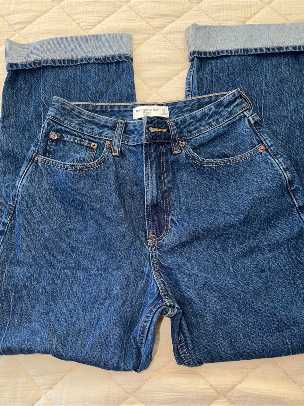 Abercrombie & Fitch The Loose High Rise Fit Dark Blue womens Jeans 26/2
